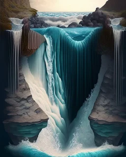 Design of a waterfall flowing into the sea