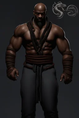 African man 7.5 foot tall, solid muscular build. Han