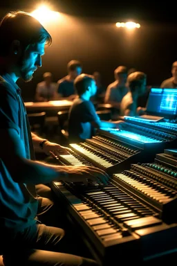 8k dlsr photo of a Keyboard players leave their seats and making food menus, Breathtaking, extremely detailed, beautiful, establishing shot, artistic, hyperrealistic extremely fine details,cinematic lighting, dramatic volumetric lighting, masterpiece, light brazen, extremely detailed and beautiful face, 150mm, HDR10, insanely detailed, hyperrealistic, dramatic shadows, perfect composition, soft natural volumetric cinematic lighting, amazing shadows, dust particles.lens dust, wind, masterpiece by