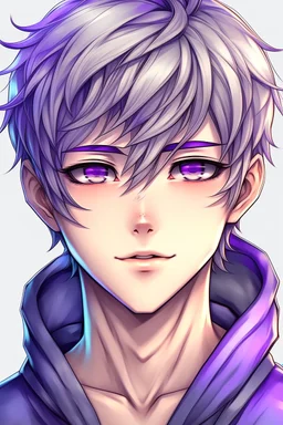 Anime man short colored hair realistic