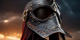 apocalypse, chaotic, magnificent, realistic, colorful, massive, epic, ray tracing, cinematic, 8k, HD, Ultra High Definition, photo film, film grain, hyper-detailed, old tarnished ornate rusty Hyper detailed Gothic Plague Doctor Mask