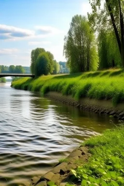 edge of a river bank front view