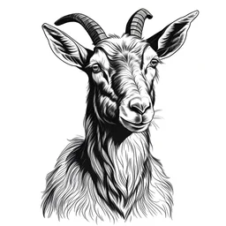 goat illustration White background with black uniform no color