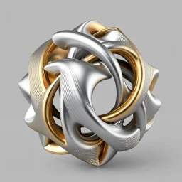 2d structures recursive made of a metallic random color ribon thick fractat of and geometry objects ,gray tema background