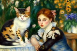 Two cats on a terrace. Auguste Renoir. Perfekt brown eyes with perfect iris.