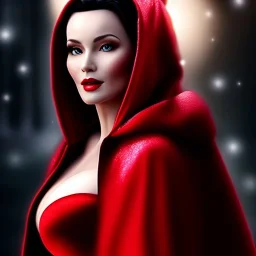 Ultra detailed fullbody Portrait in oil on canvas of beautiful busty mature Snow White with red cape with hoodie and wolf ,extremely detailed digital painting,ultrarealistic skin,intense stare, extremely detailed face, crystal clear eyes, mystical colors ,perfectly centered image, perfect composition, rim light, beautiful lighting,masterpiece ,8k, stunning scene, raytracing, anatomically correct, in the style of Simon Bisley and uncannyknack and Ohrai Noriyoshi and robert e howard and Steve Jung