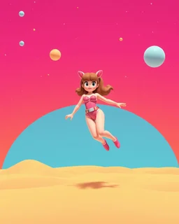 popmart's space molly, floating on solid background color