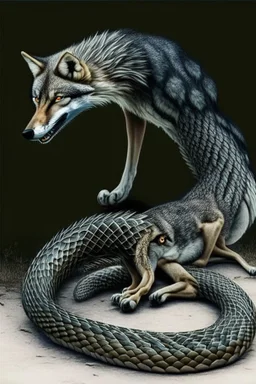 wolf with a snake instead of tail