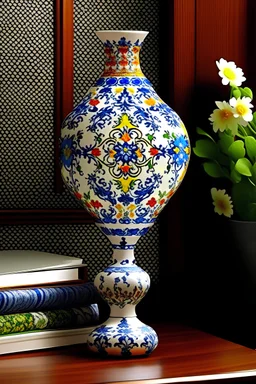 Portuguese tiles pattern ceramic vase with a lamp