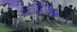 A violet moldy German castle with a toxic moat painted by Raymond Duchamp-Villon