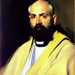 Priest, portrait, painted bye John Singer Sargent, painterly, highly detailed, close up