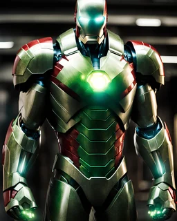 Super IRONMAN armor, kryptonite powered, built by wayne enterprises, designed by stark industries