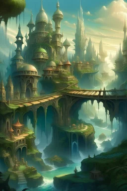 Fantasy, Dwellings, vector, fantasy-type landscapes, and creatures inspired by mythology, nature, and metropolitan cities -past, present, and future