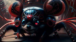 a spider mickey mouse hybrid, photorealism, movie screen capture, horror, sci-fi, retrofuturism,