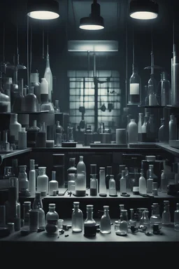 dark and foreboding laboratory setting, highlighting the ethical concerns associated with animal testing.