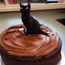 Cat dancing on a chocolaté cake