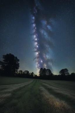 starry night with no people in a pasture during fall