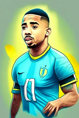 Gabriel Jesus Brazilian football player ,cartoon d2