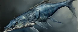 An indigo water elemental swordfish painted by Michelangelo di Lodovico Buonarroti Simoni