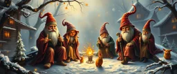 Dynasty family in winter glow, master oil painting by Rembrandt, arts magica spy gnomes soap opera poster, huge multi level archive, library, woodland creatures, motion blur, background mist, light beam from windows Let the magic flow Oh winter glow Don't let it go [Bridge] Stars above like tiny fires Hearts alight with quiet desires