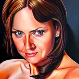 DVD, lady, full-length, realistic detailed portrait painting, medium shot