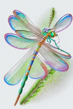 dragonfly, detailed, cute, vivid colors, white background