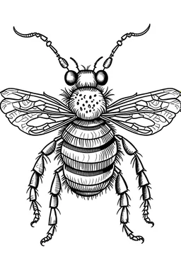 outline art for bees, coloring pages with white background, sketch style, full body, only use outline, clean line art, white background no shadow's and clear and well outline.