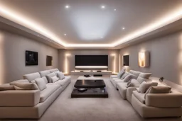 home cinema room with LED lighting in the walls make sure the room is completely symmetrical