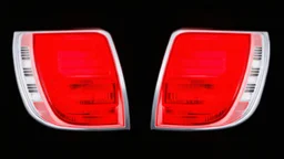 2 vehicle taillight(with chrome trim) on black background, add details and inner glow