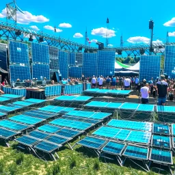 solar panels in a music festival