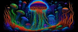 Trippy DMT interdimensional universe psychedelic jellyfish blacklight