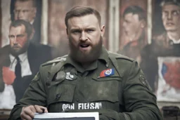 russian rebel leader giving a speech on social Media