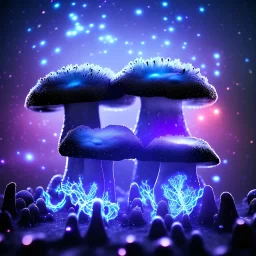 Spherical Frost metal magic armoured lightning glowing Mycelium MUSHROOM stars galaxy SPACE lANDSCAPE BURNING IN BLUE FLAMES hellfire abyss math chaos vivid cell