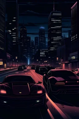 late night city with fast cars that has The weeknd vibe