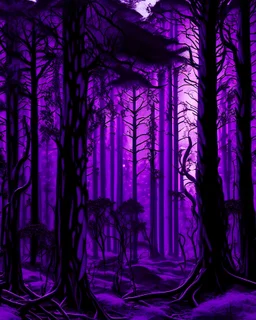 purple energy in forest trees