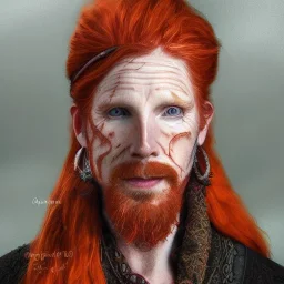 Portrait of Courtney Gains as a ruggedly handsome but joyful roguish pirate, charismatic, attractive male, masculine, perfect, precisely detailed, lightly freckled face, meticulously detailed multi-hued ginger carrot colored cherry fire red hair; Malachai of the corn; fantasy, intricate, elegant, highly detailed, digital painting, artstation, concept art, matte, sharp focus, illustration, art by artgerm and greg rutkowski and alphonse mucha