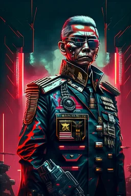 The president of Republic Indonesia in militiary cyberpunk style