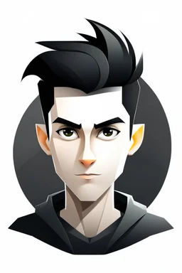 Design gaming yuong man with silver dark hair and bright white eyes avatar logo