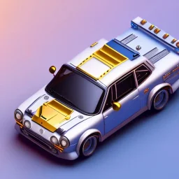 Tiny cute isometric toy car ontop of box, soft smooth lighting, with soft colors, 100mm lens, 3d blender render, trending on polycount, modular constructivism, blue background, physically based rendering, centered well within frame.