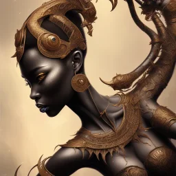 sango fantasy, fantasy magic, intricate, sharp focus, illustration, highly detailed, digital painting, concept art, matte, masterpiece head sexy lady body black African beauty space lady black leopard skin one head African afro moon