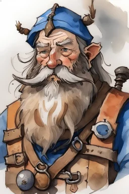 watercolour portrait of a Dwarf prospector named Dazlyn Grayshard dnd