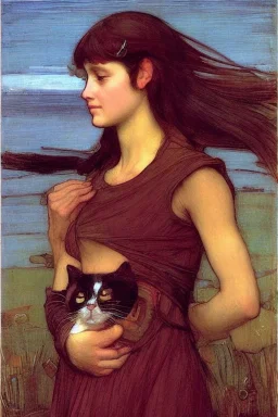 Woman who has a head of a cat. Boreas. John William Waterhouse