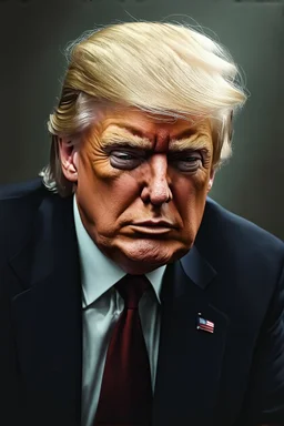Portrait of Donald trump, half cyborg