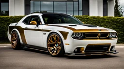 A (((BMW Dodge Challenger))) featuring a luxurious interior, advanced technologies, and a sleek body kit designed by MANSORY, exuding an air of sophistication and power