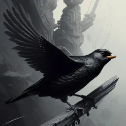 blackbird, black flowers, black and white, intricate, highly detailed, digital painting, artstation, concept art, smooth, sharp focus, illustration, art by greg rutkowski and alphonse mucha