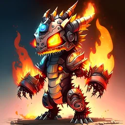 Cute robot dragon man fire very cool