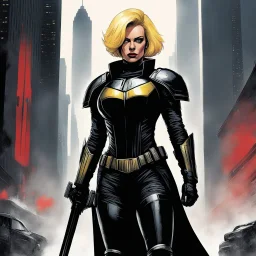 [Dredd art by Carlos Ezquerra] stands a figure unlike any other - Judge Brienne, a towering woman with a gaze as sharp as her blade. Clad in the iconic uniform of the Judges designed by agent provocateur, she patrolled the streets with unwavering determination, her presence commanding respect and fear in equal measure. The citizens of Mega-City One whispered tales of her exploits, of how she single-handedly took down the most dangerous criminals with a skill and grace that seemed almost otherwor