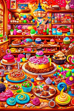 surrealistic image of toys baking and decorating delicious treats in a toy-sized bakery. You can have toy chefs decorating cupcakes, rolling out dough for cookies, and frosting cakes. Surround them with an assortment of mouth-watering pastries and candies.