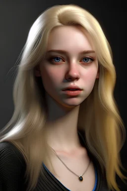 Frau, 25-jährig, realistische Haut, blonde Haare, blaue Augen, sehr schlank, ganzer Körper