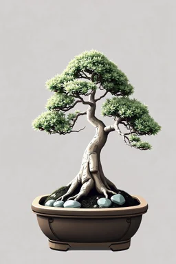 HAZ UN DIBUJO PNG DE UN BONSAI MINIMALISTA EN FORMATO VECTORIAL